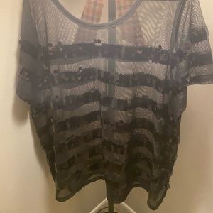 Black sequence/see-through Torrid top